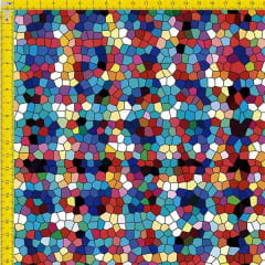 Tecido Tricoline Estampado Digital Mosaico Colorido 9100e834