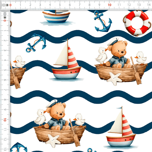 Tecido Tricoline Estampado Digital Navegando com o Urso 9100E16117