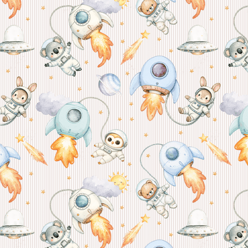 Tecido Tricoline Estampado Digital Pequenos Astronautas 9100E16607