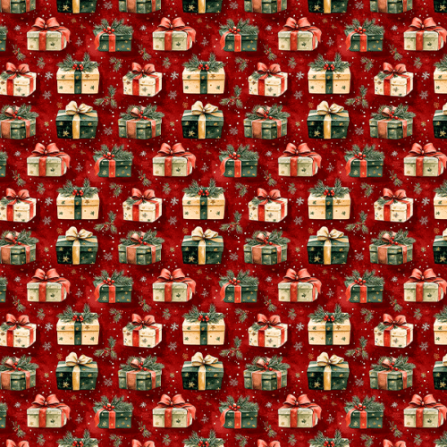 Tecido Tricoline Estampado Digital Presentes de Natal Vermelho 9101E14953