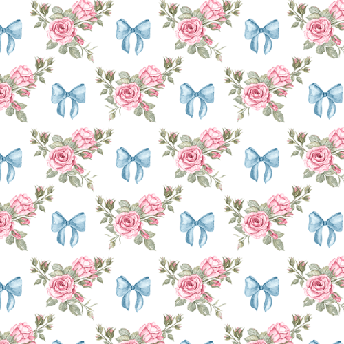 Tecido Tricoline Estampado Digital Rosas e Laços 9100E16079