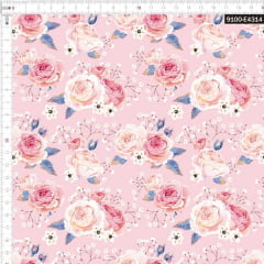 Tecido Tricoline Estampado Digital Rosas Portuguesas 9100e4314