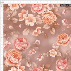 Tecido Tricoline Estampado Digital Rosas Secas Outono 9100e4203