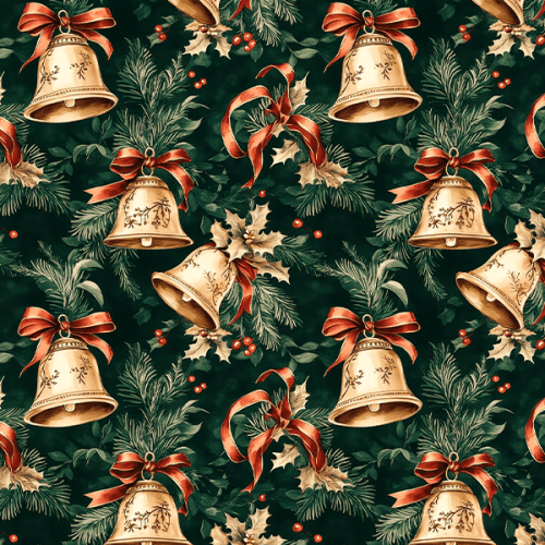 Tecido Tricoline Estampado Digital Sinos Dourados de Natal 9101E14972