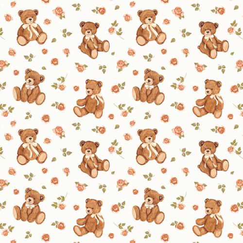 Tecido Tricoline Estampado Digital Ursinho e Rosas 9100E16067
