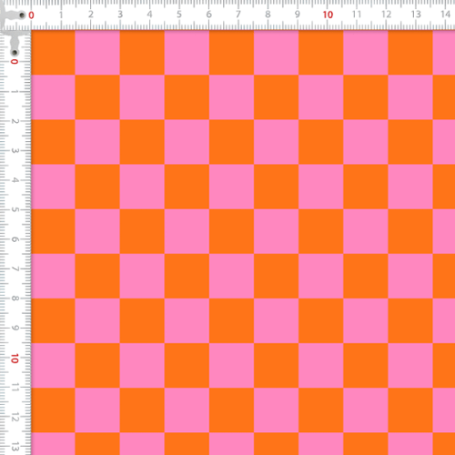Tecido Tricoline Estampado Digital Xadrez Laranja e Rosa 9100E16750