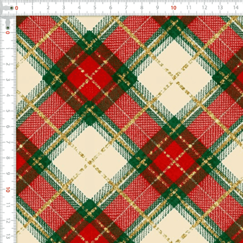 Tecido Tricoline Estampado Digital Xadrez Natalino Vermelho e Verde 9001E257