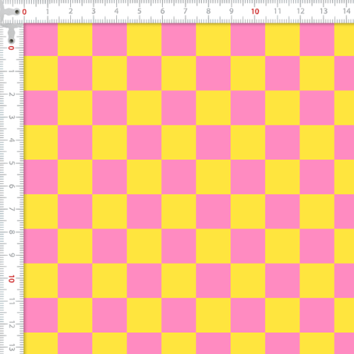 Tecido Tricoline Estampado Digital Xadrez Rosa e Amarelo 9100E16748