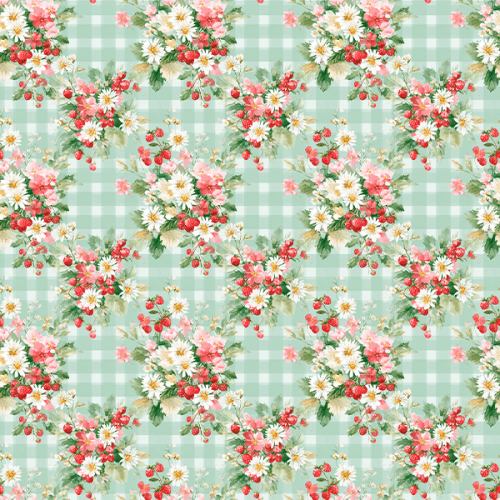 Tecido Tricoline Estampado Digital Xadrez Verde Floral 9100E16102