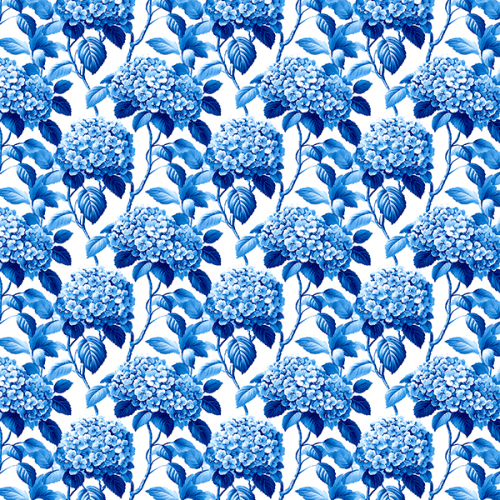 TecidoTricoline Digital 3D Buquês Azul 9100E15633