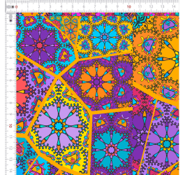 Tecido Tricoline Digital Mandalas Geometrico Colorido 9100e7891