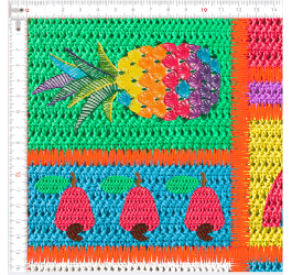 Sarja Impermeável Estampada Grid Crochê Frutas e Formas 9100e8249