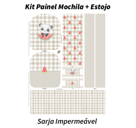 Sarja Impermeável Painel Mochila + Estojo Bebê Panda Melancia Xadrez 9100e9516