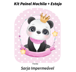 Sarja Impermeável Painel Mochila + Estojo Bebê Panda Poá Rosa Claro 9100e9514