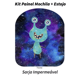 Sarja Impermeavel Painel Mochila + Estojo Monstrinho Galático Azul Espacial 9100e9521