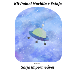 Sarja Impermeável Painel Mochila + Estojo Monstrinho Galático Azul Espacial Claro 9100e9522