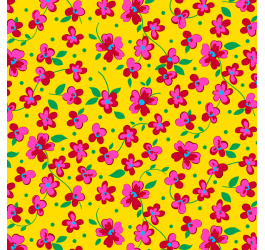 Tecido Chitão Estampado Flores Desenho Fundo Amarelo 3028v01