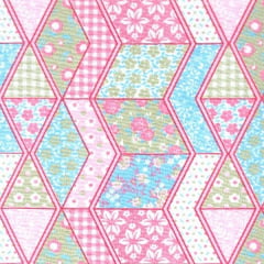 Tecido Tricoline Mista Patchwork Colorido Rosa e Azul 17670cor02
