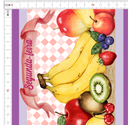 Tecido Tricoline Digital Barrado Variedade de Frutas 9100e8958