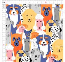 Tecido Tricoline Digital Dog Wallpaper 9100e9642