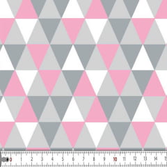 Tecido Tricoline Estampado Hibérico Cinza e Rosa 16790