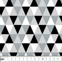 Tecido Tricoline Estampado Hibérico Preto e Cinza 16946