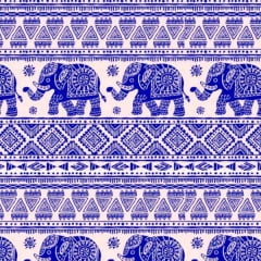Tecido Tricoline Mista Estampado Elefante Africano ES12501036