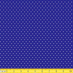 Tecido Tricoline Mista Poá Micro Branca Fundo Azul Royal - 14908