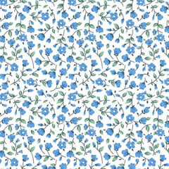 Tecido Tricoline Estampado Floral Susy Pequeno Azul 6474v03