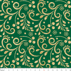Tecido Tricoline Arabesco de Natal Verde 1357v059