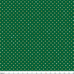 Tecido Tricoline Bolinhas de Natal Dourada Micro Verde 1001vr059