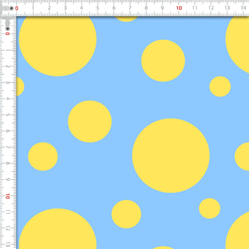 Tecido Tricoline Digital Estampado Bolas e Bolinhas Amarelo e Azul 9102E734