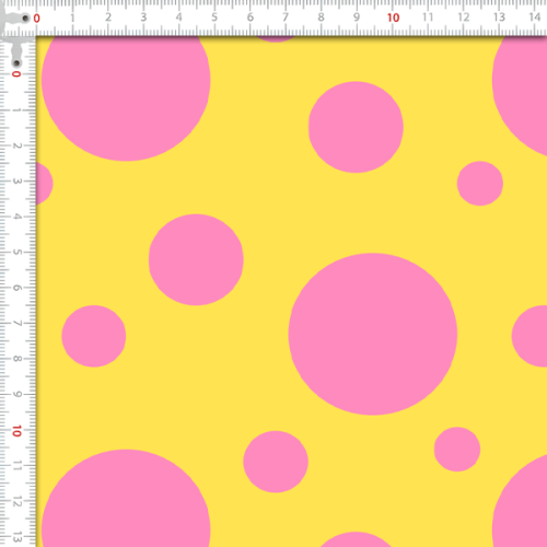 Tecido Tricoline Digital Estampado Bolas e Bolinhas Amarelo e Rosa 9102E729