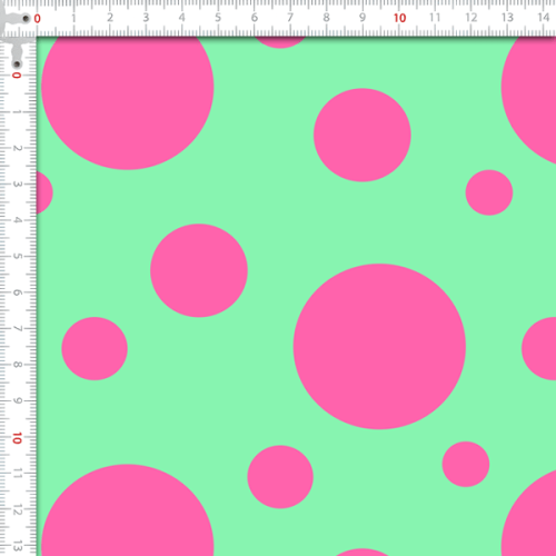 Tecido Tricoline Digital Estampado Bolas e Bolinhas Verde e Rosa 9102E733