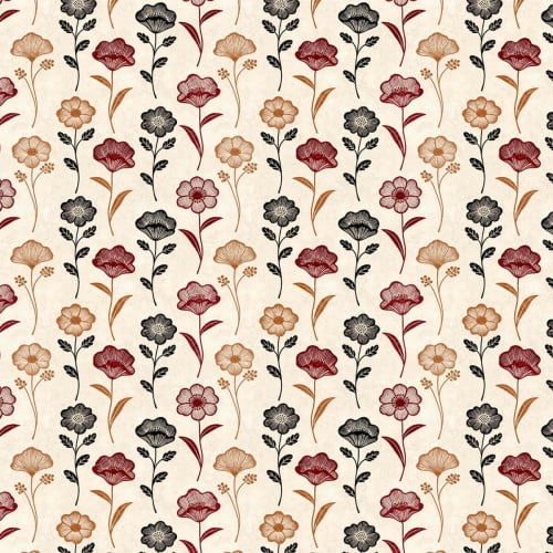 Tecido Tricoline Estampado Floral Vintage 9050V491