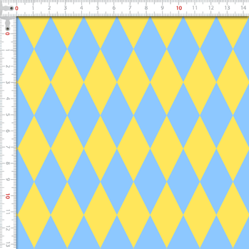 Tecido Tricoline Digital Estampado Geométrico Amarelo e Azul 9102E725
