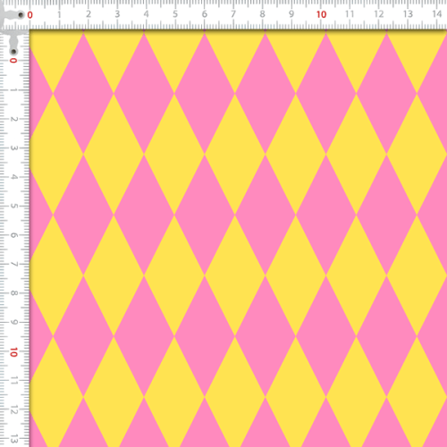 Tecido Tricoline Digital Estampado Geométrico Amarelo e Rosa 9102E720