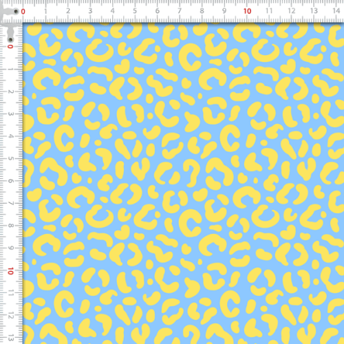 Tecido Tricoline Digital Estampado Onça Amarelo e Azul 9102E743