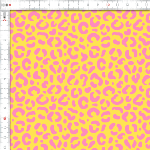 Tecido Tricoline Digital Estampado Onça Amarelo e Rosa 9102E738