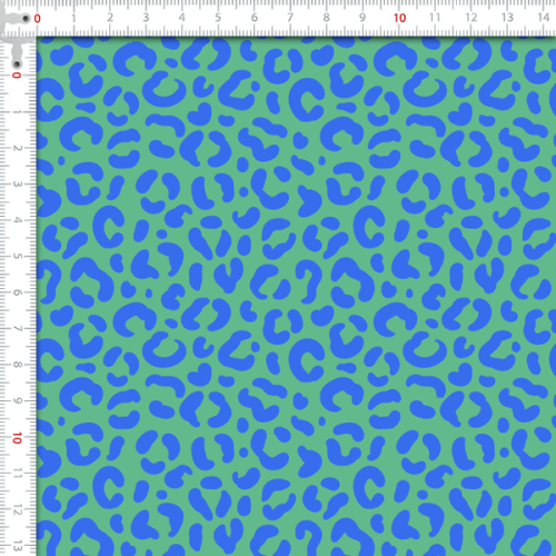 Tecido Tricoline Digital Estampado Onça Azul e Verde 9102E737
