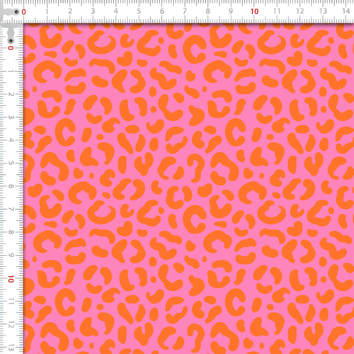 Tecido Tricoline Digital Estampado Onça Laranja e Rosa 9102E739
