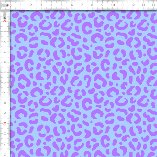 Tecido Tricoline Digital Estampado Onça Lilás e Azul Claro 9102E741