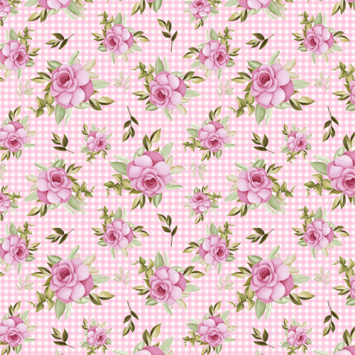 Tecido Tricoline Estampado Rosas Rosa Xadrez 9050V499