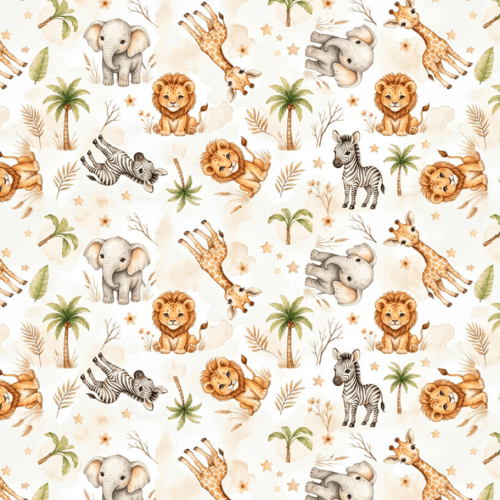 Tecido Tricoline Estampado Safari Infantil e Palmeiras 9050V537