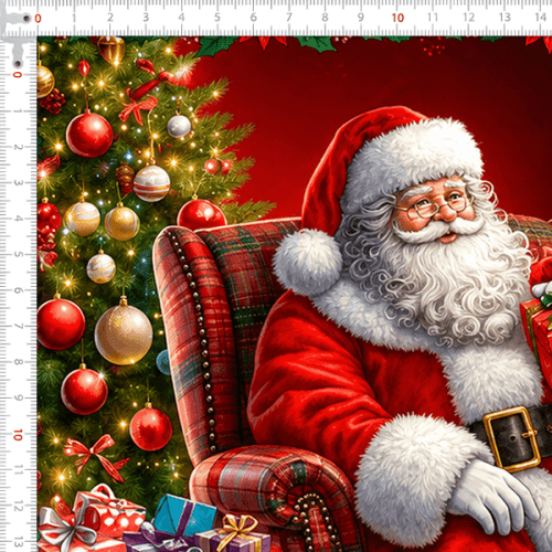 Tecido Tricoline Digital Jogo Americano e Barrado Natal dos Sonhos A5418