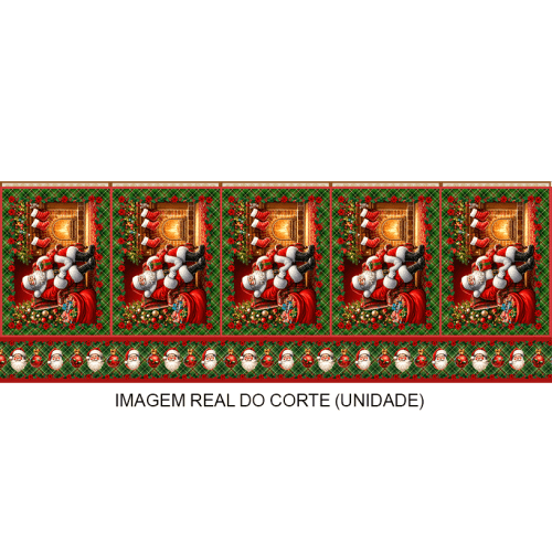 Tecido Tricoline Digital Jogo Americano e Barrado Natal dos Sonhos A5418