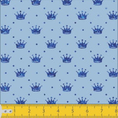 Tecido Tricoline Estampado Mini Coroas Azul  1143v001