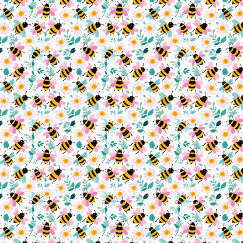 Tecido Tricoline Estampado Abelinhas e Flores 9050v325