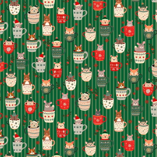 Tecido Tricoline Estampado Amigos do Natal 6233v001