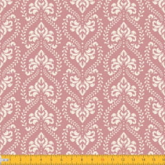 Tecido Tricoline Estampado Arabesco  Adamascado Fundo Rose 1227v130